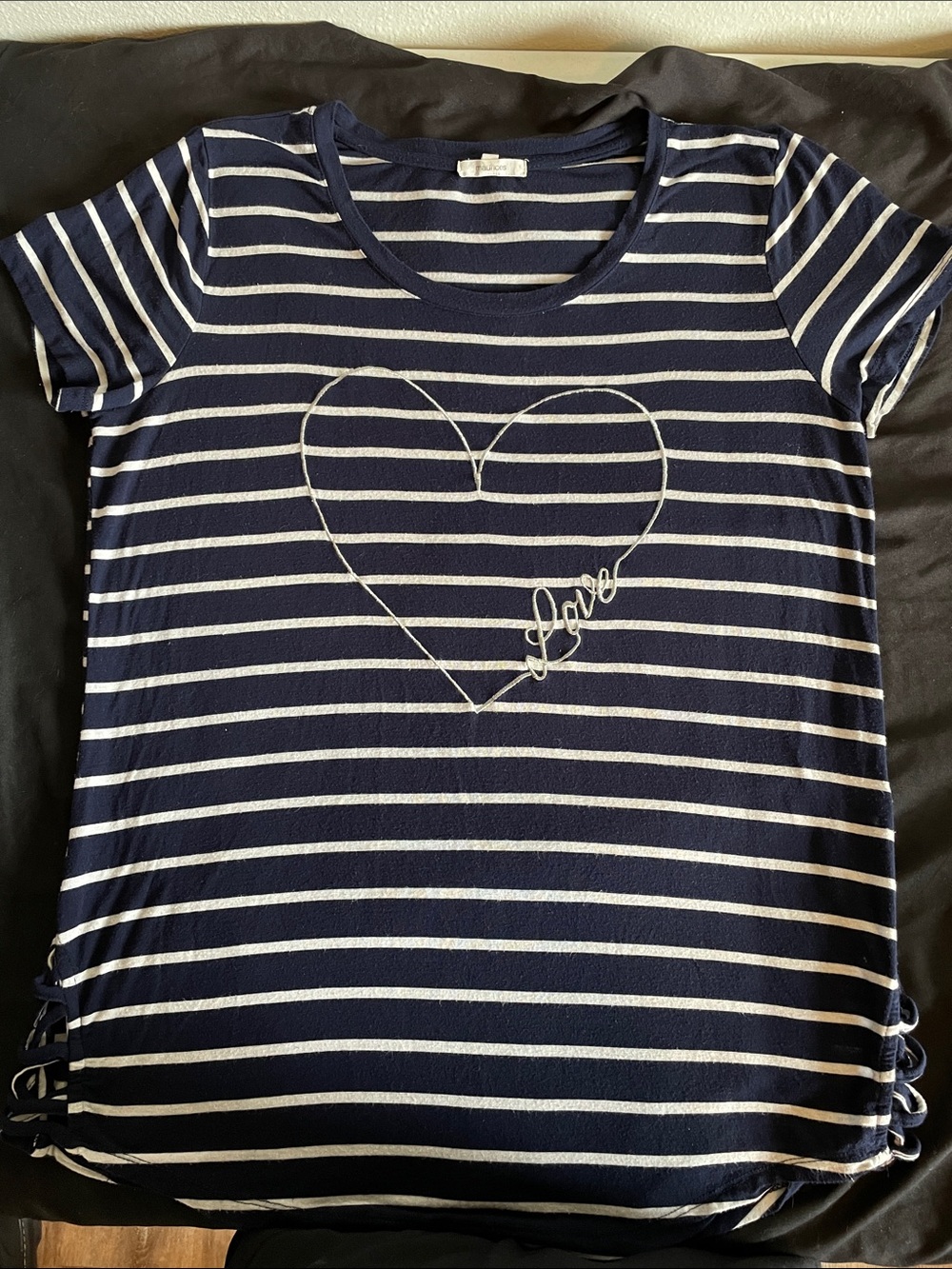 Maurices Navy and White Striped Heart Tee